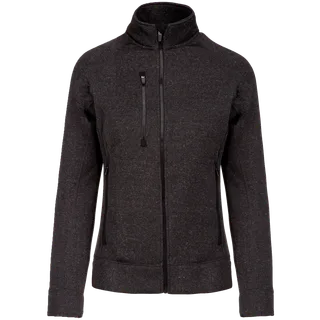 Kariban Heather damesvest met rits in Dark Grey Melange, voorkant