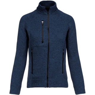 Kariban Heather damesvest met rits in Navy Melange, voorkant