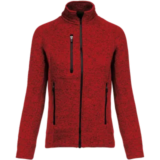 Kariban Heather damesvest met rits in Red Melange, voorkant