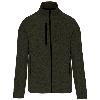 Kariban Heather herenvest met rits in Dark Khaki Melange, voorkant
