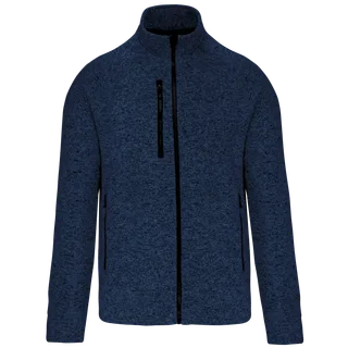 Kariban Heather herenvest met rits in Navy Melange, voorkant