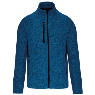 Kariban Heather herenvest met rits in Light Royal Blue Melange, voorkant