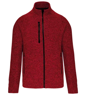 Kariban Heather herenvest met rits in Red Melange, voorkant