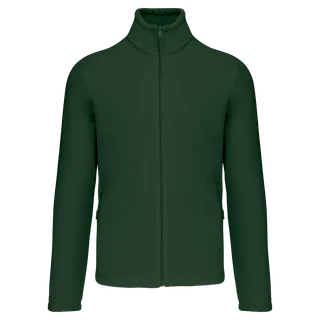 Kariban Men's microfleece zip jacket with raglan sleeves in Forest Green, voorkant