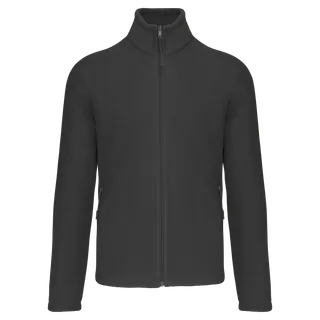 Kariban Men's microfleece zip jacket with raglan sleeves in Dark Grey, voorkant