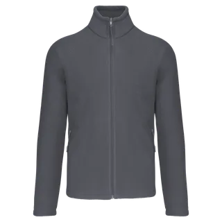 Kariban Men's microfleece zip jacket with raglan sleeves in Convoy Grey, voorkant