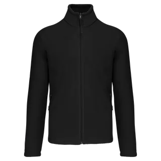 Kariban Men's microfleece zip jacket with raglan sleeves in Black, voorkant