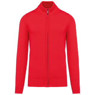Kariban Heren cardigan met rits in Red, voorkant
