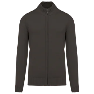 Kariban Heren cardigan met rits in Dark Grey, voorkant