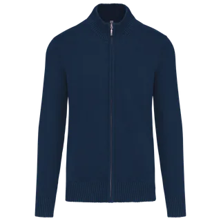 Kariban Heren cardigan met rits in Navy, voorkant