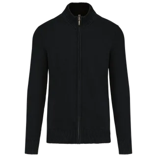 Kariban Heren cardigan met rits in Black, voorkant
