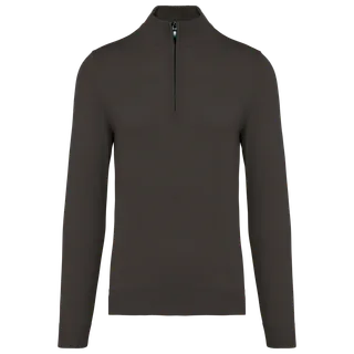 Kariban Men's zip neck jumper in Dark Grey, voorkant
