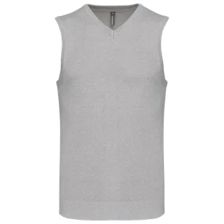 Kariban Heren spencer met v-hals in Grey Melange, voorkant