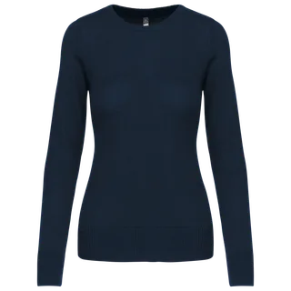 Kariban Damespullover ronde hals in Navy, voorkant