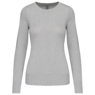 Kariban Damespullover ronde hals in Grey Melange, voorkant