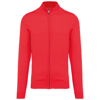 Kariban Heren cardigan met rits in Red, voorkant