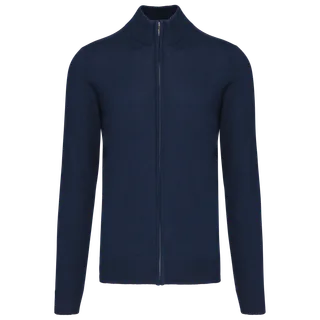 Kariban Heren cardigan met rits in Navy, voorkant