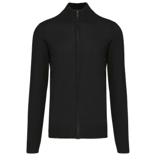Kariban Heren cardigan met rits in Black, voorkant