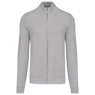 Kariban Heren cardigan met rits in Grey Melange, voorkant