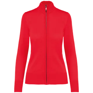 Kariban Ladies' full zip cardigan in Red, voorkant