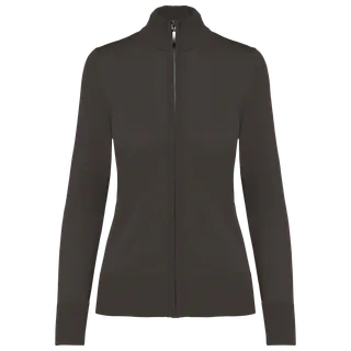 Kariban Ladies' full zip cardigan in Dark Grey, voorkant