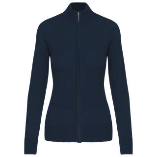 Kariban Ladies' full zip cardigan in Navy, voorkant
