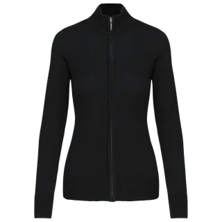 Kariban Ladies' full zip cardigan in Black, voorkant