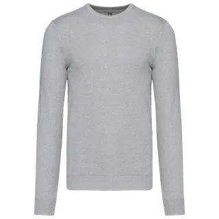 Kariban Herenpullover met ronde hals in Grey Melange, voorkant