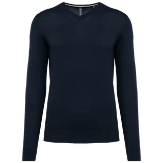 Kariban Men's eco-friendly V-neck jumper in Navy, voorkant