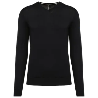 Kariban Men's eco-friendly V-neck jumper in Black, voorkant