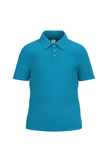 iDeal Basic Brand iDeal180 kinder piquépolo in Ideal Atoll Blue, voorkant