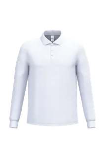 iDeal Basic Brand Men's pique LSL polo shirt in Ideal White, voorkant