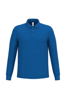 iDeal Basic Brand Men's pique LSL polo shirt in Ideal Royal Blue, voorkant
