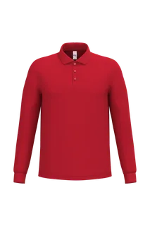 iDeal Basic Brand Men's pique LSL polo shirt in Ideal Red, voorkant