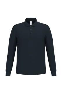 iDeal Basic Brand Men's pique LSL polo shirt in Ideal Navy, voorkant