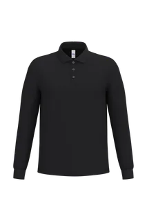 iDeal Basic Brand Men's pique LSL polo shirt in Ideal Black, voorkant