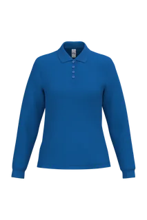 iDeal Basic Brand Dames piquépolo met lange mouwen in Ideal Royal Blue, voorkant
