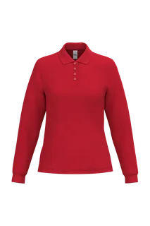 iDeal Basic Brand Dames piquépolo met lange mouwen in Ideal Red, voorkant