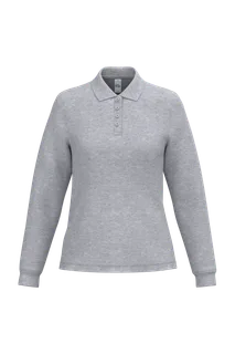iDeal Basic Brand Dames piquépolo met lange mouwen in Ideal Oxford Grey, voorkant