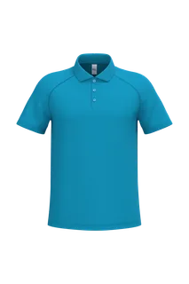 iDeal Basic Brand Men's basic polyester polo shirt in Ideal Atoll Blue, voorkant