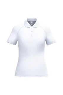 iDeal Basic Brand Ladies' basic polyester polo shirt in Ideal White, voorkant