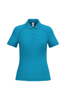 iDeal Basic Brand Ladies' basic polyester polo shirt in Ideal Atoll Blue, voorkant