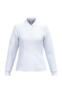 iDeal Basic Brand Dames piquépolo met lange mouwen 200g in Ideal White, voorkant