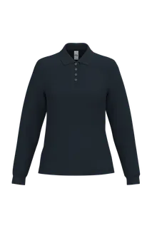 iDeal Basic Brand Dames piquépolo met lange mouwen 200g in Ideal Navy, voorkant