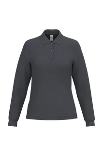 iDeal Basic Brand Dames piquépolo met lange mouwen 200g in Ideal Dark Grey, voorkant