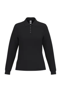 iDeal Basic Brand Dames piquépolo met lange mouwen 200g in Ideal Black, voorkant