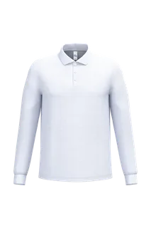 iDeal Basic Brand Men's pique long sleeves polo shirt in Ideal White, voorkant