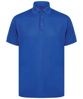 Henbury Herenpolo van gerecycled polyester in Royal, voorkant