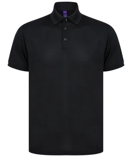 Henbury Herenpolo van gerecycled polyester in Black, voorkant
