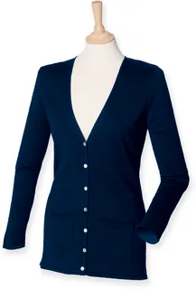 Henbury Ladies' Cardigan in Navy, voorkant
